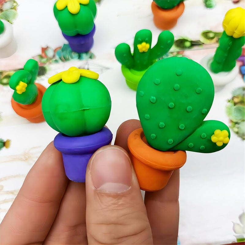 Kaemi 30 Pcs Cactus Erasers Desk Pets for Kids Classroom Prizes Fun Cool 3D Puzzle Erasers Bulk Mini Cute Pencil Eraser Pals Toys for Party Favors Treasure Box Goodie Bag Stuffers - Image 5